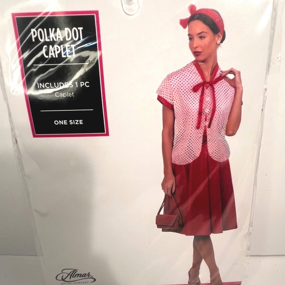 Almar Red White Polka Dot Cape Capelet 50s Retro Halloween Costume One Size